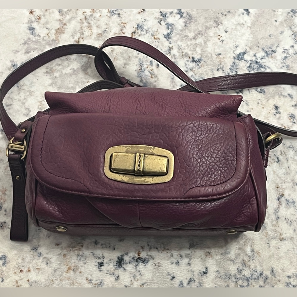 B. Makowsky Plum Leather Crossbody Handbag